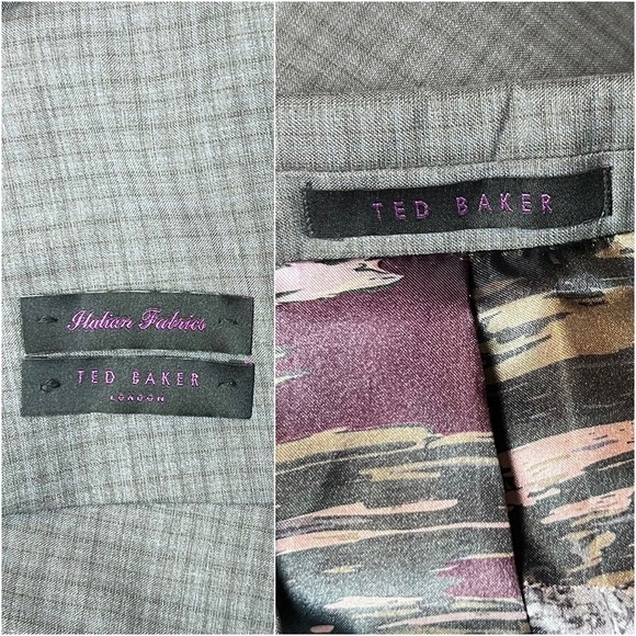 NWT TED BAKER 100% Wool Charcoal Plaid Check Blazer Performance Jacket 36R - Picture 13 of 13